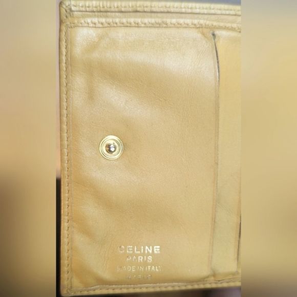 GUC brown/beige Vintage Celine Triomphe vintage compact tri fold macadam coated - Picture 3 of 9